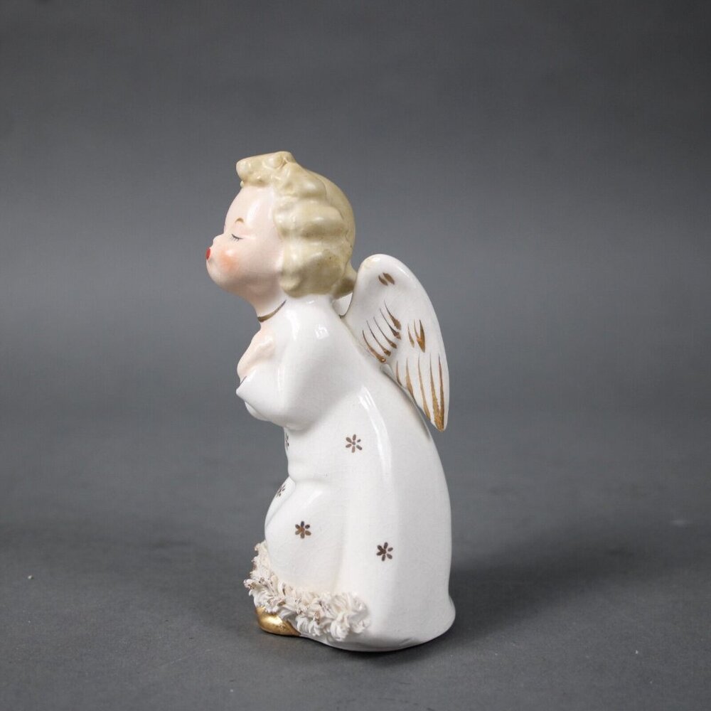 Fine A QualityvWhite Gold Multi Fine Quality Japan 5" Angel Girl Kiss Figurine - Picture 2 of 14